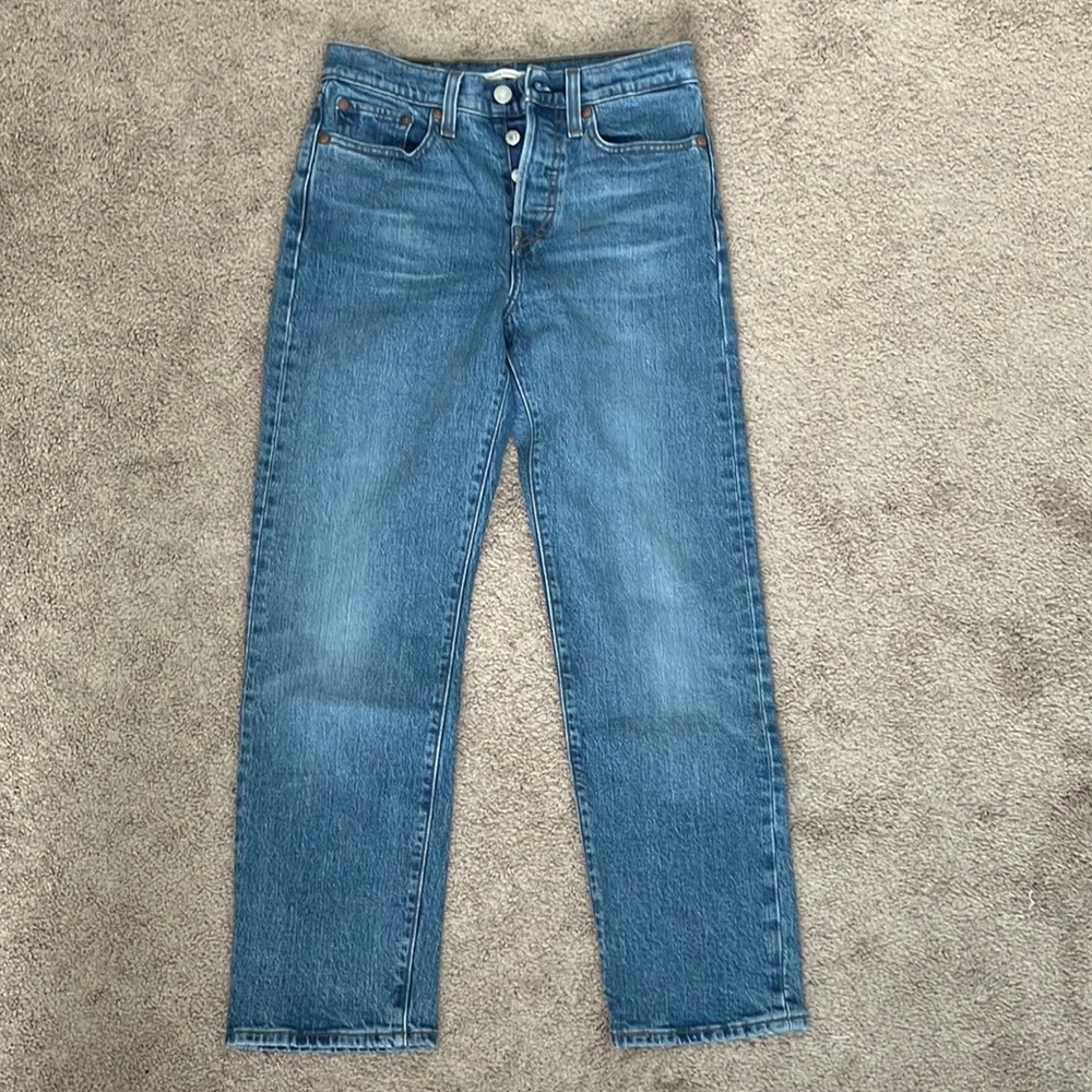 Levi's Wedgie Straight Jeans 24 Medium Wash Blue